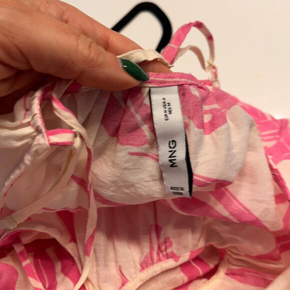 Mango Pink Floral Maxi Dress Spaghetti Straps Sz 6 Resortwear Vacation - Picture 9 of 13